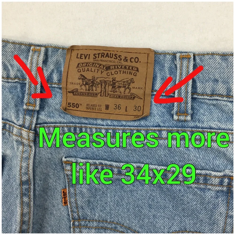 Vintage Levis‎ 550 Orange Tab Jeans Mens Actual Size 34x29 Made in USA Relaxed